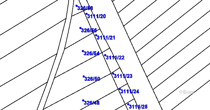 Parcela st. 3111/22 v KÚ Traplice, Katastrální mapa
