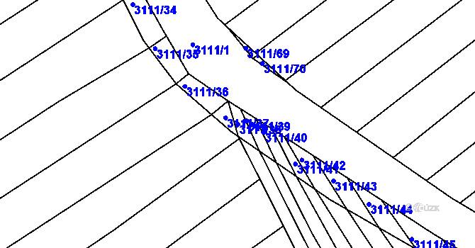 Parcela st. 3111/38 v KÚ Traplice, Katastrální mapa