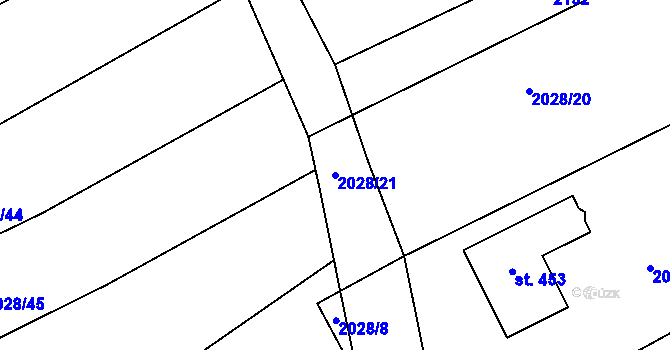 Parcela st. 2028/21 v KÚ Traplice, Katastrální mapa