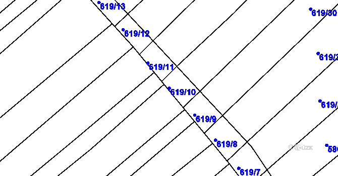 Parcela st. 619/10 v KÚ Traplice, Katastrální mapa