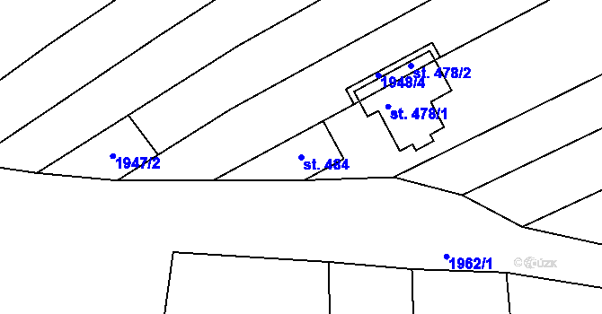 Parcela st. 484 v KÚ Traplice, Katastrální mapa