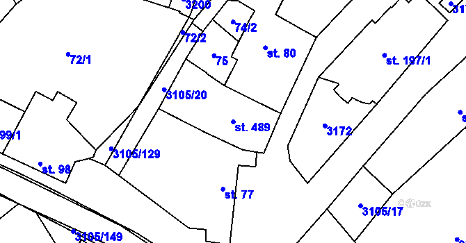 Parcela st. 489 v KÚ Traplice, Katastrální mapa