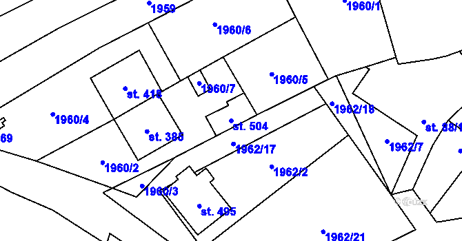 Parcela st. 504 v KÚ Traplice, Katastrální mapa