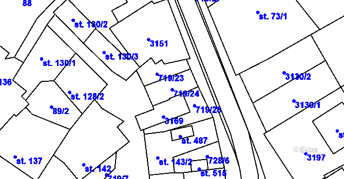 Parcela st. 719/24 v KÚ Traplice, Katastrální mapa