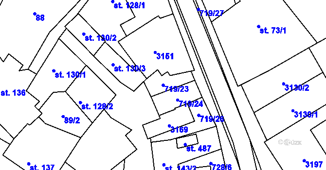 Parcela st. 719/23 v KÚ Traplice, Katastrální mapa