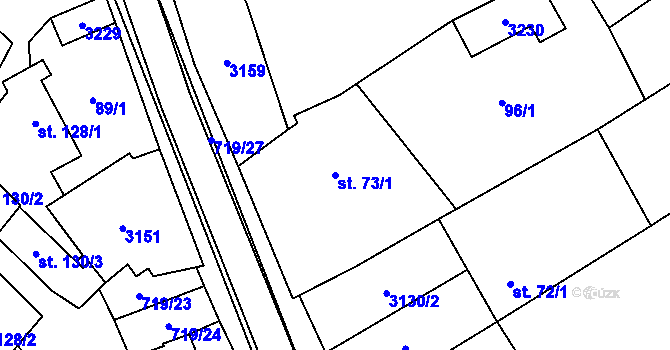 Parcela st. 73/1 v KÚ Traplice, Katastrální mapa