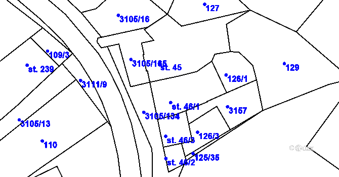 Parcela st. 546 v KÚ Traplice, Katastrální mapa