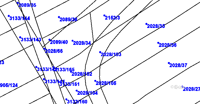 Parcela st. 2028/103 v KÚ Traplice, Katastrální mapa