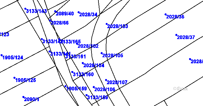 Parcela st. 2028/105 v KÚ Traplice, Katastrální mapa