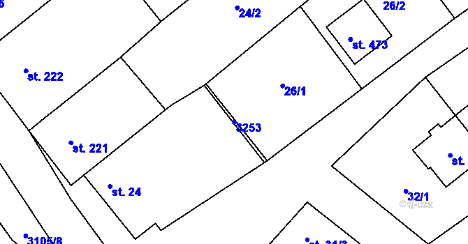 Parcela st. 3253 v KÚ Traplice, Katastrální mapa