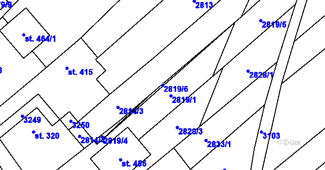 Parcela st. 2819/6 v KÚ Traplice, Katastrální mapa