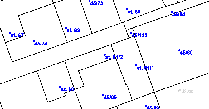 Parcela st. 61/2 v KÚ Nučničky, Katastrální mapa