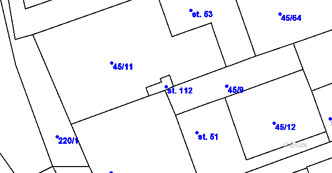 Parcela st. 112 v KÚ Nučničky, Katastrální mapa