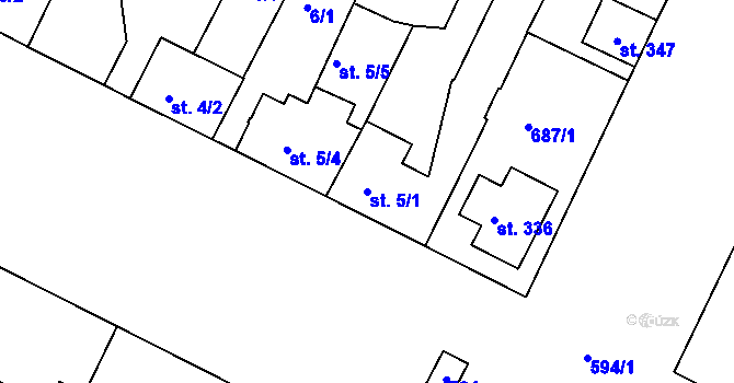 Parcela st. 5/1 v KÚ Travčice, Katastrální mapa