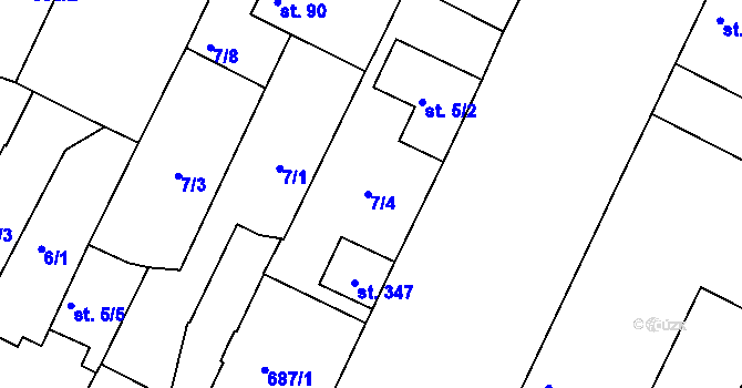 Parcela st. 7/5 v KÚ Travčice, Katastrální mapa