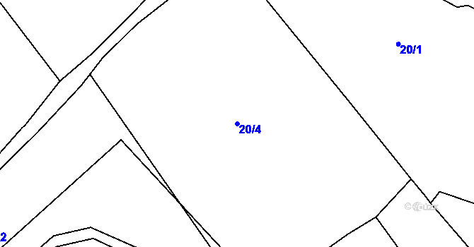 Parcela st. 20/4 v KÚ Travčice, Katastrální mapa