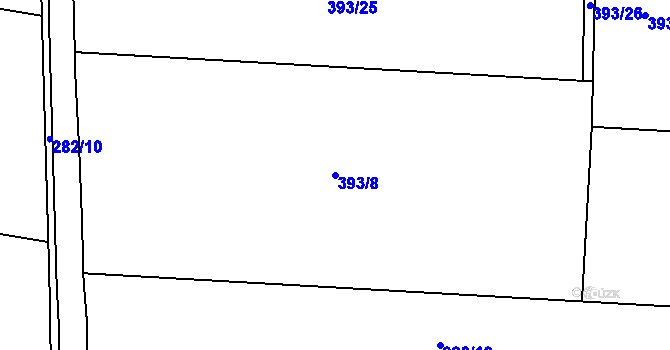 Parcela st. 393/8 v KÚ Travčice, Katastrální mapa