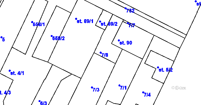 Parcela st. 7/8 v KÚ Travčice, Katastrální mapa