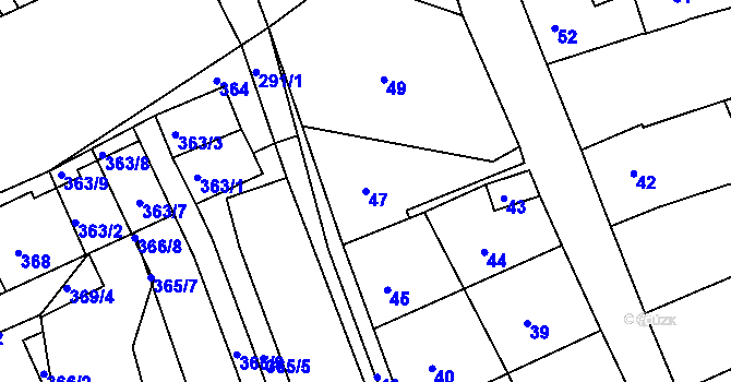 Parcela st. 47 v KÚ Trboušany, Katastrální mapa