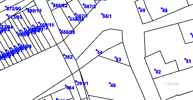 Parcela st. 54 v KÚ Trboušany, Katastrální mapa