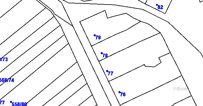 Parcela st. 78 v KÚ Trboušany, Katastrální mapa