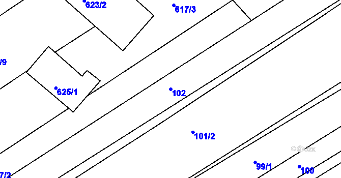 Parcela st. 102 v KÚ Trboušany, Katastrální mapa