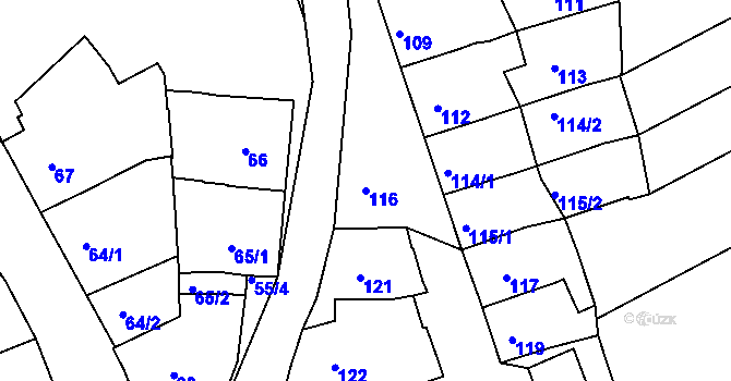 Parcela st. 116 v KÚ Trboušany, Katastrální mapa
