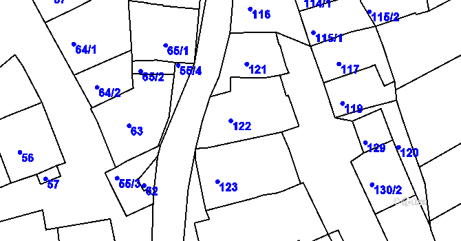 Parcela st. 122 v KÚ Trboušany, Katastrální mapa