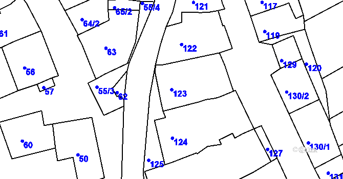 Parcela st. 123 v KÚ Trboušany, Katastrální mapa