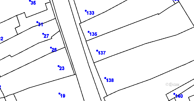 Parcela st. 137 v KÚ Trboušany, Katastrální mapa