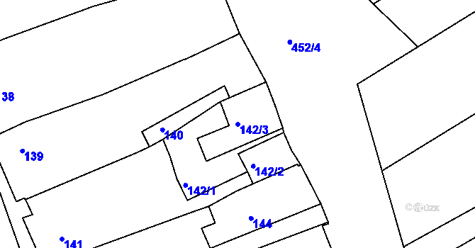 Parcela st. 142/3 v KÚ Trboušany, Katastrální mapa