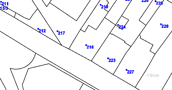 Parcela st. 218 v KÚ Trboušany, Katastrální mapa
