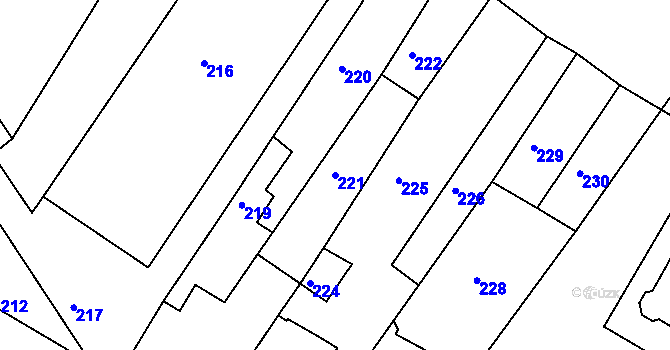 Parcela st. 221 v KÚ Trboušany, Katastrální mapa
