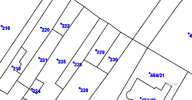 Parcela st. 229 v KÚ Trboušany, Katastrální mapa