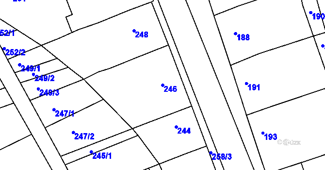 Parcela st. 246 v KÚ Trboušany, Katastrální mapa