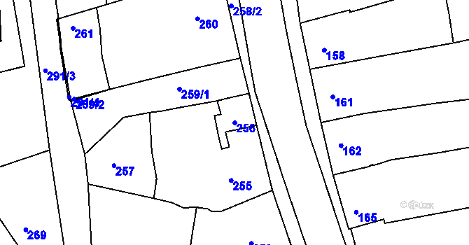 Parcela st. 256 v KÚ Trboušany, Katastrální mapa