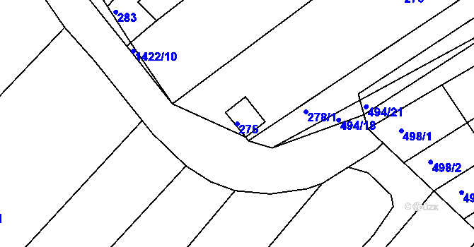 Parcela st. 275 v KÚ Trboušany, Katastrální mapa
