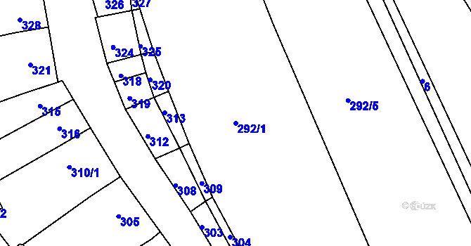 Parcela st. 292/1 v KÚ Trboušany, Katastrální mapa