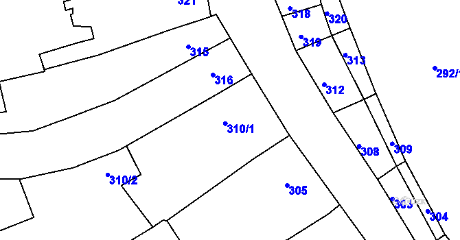 Parcela st. 310 v KÚ Trboušany, Katastrální mapa