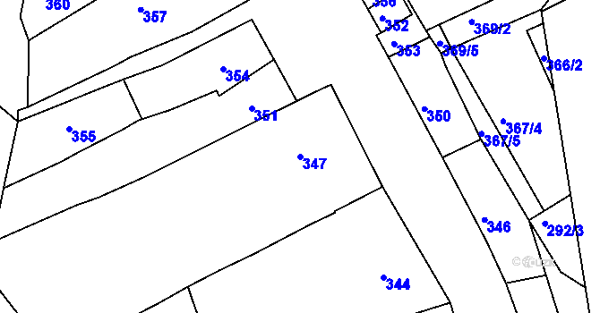 Parcela st. 347 v KÚ Trboušany, Katastrální mapa
