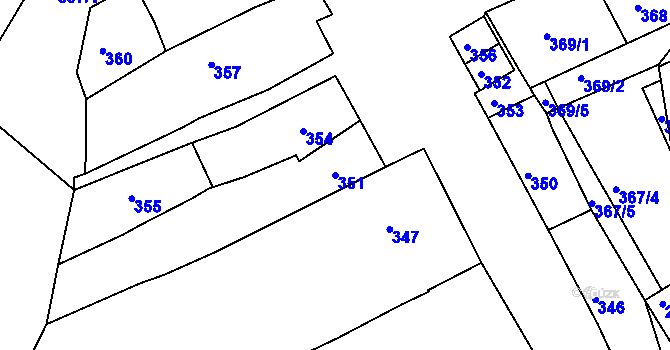 Parcela st. 351 v KÚ Trboušany, Katastrální mapa