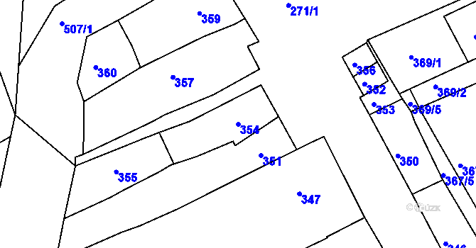 Parcela st. 354 v KÚ Trboušany, Katastrální mapa