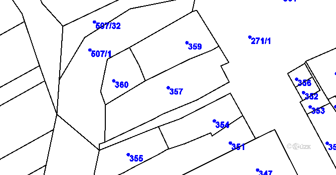 Parcela st. 357 v KÚ Trboušany, Katastrální mapa