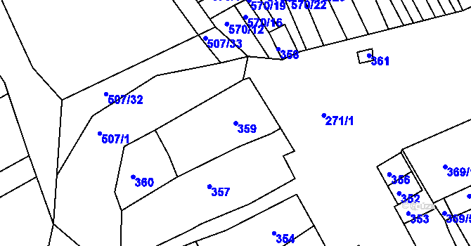Parcela st. 359 v KÚ Trboušany, Katastrální mapa