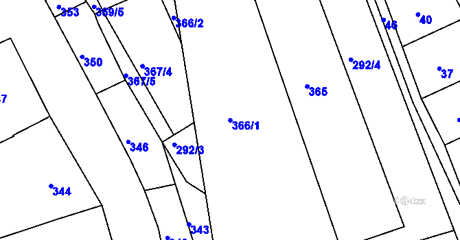 Parcela st. 366/1 v KÚ Trboušany, Katastrální mapa