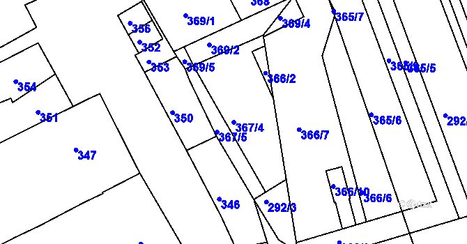 Parcela st. 367/4 v KÚ Trboušany, Katastrální mapa