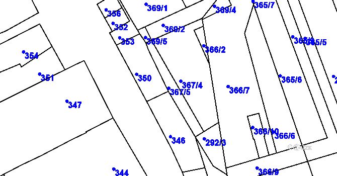 Parcela st. 367/5 v KÚ Trboušany, Katastrální mapa