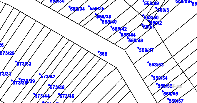 Parcela st. 568 v KÚ Trboušany, Katastrální mapa