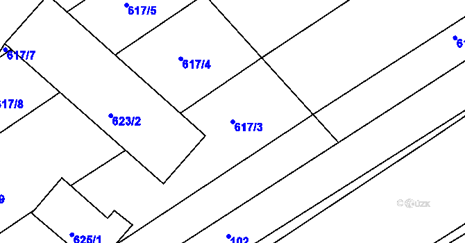 Parcela st. 617/3 v KÚ Trboušany, Katastrální mapa
