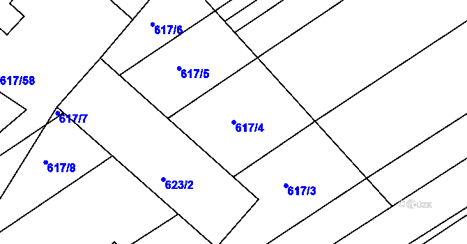 Parcela st. 617/4 v KÚ Trboušany, Katastrální mapa